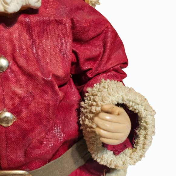 Vtg Midwest Clothtique and Ceramic Santa Figurine With Horn and Gift Sack READ - Picture 9 of 11